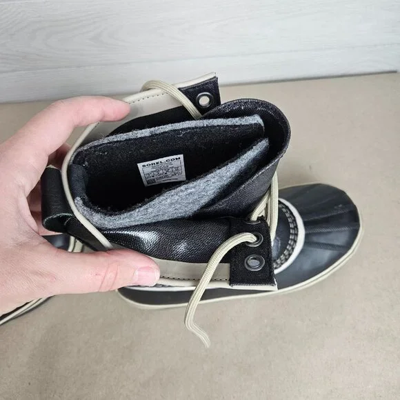 Sorel Black Fossil Boots Womens Size 7 NL1717-010 Waterproof Winter Snow Lined - Picture 9 of 10